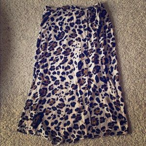 Leopard Print Wrap Skirt